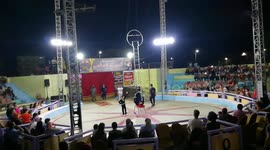 Circus Strong Guy Ladder Show With Golden Boy