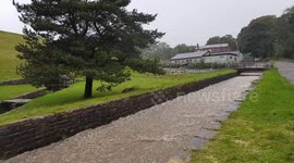 Damaged Toddbrook Reservoir Whaley bridge  fills  due to   heavy rain