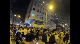 Locals confront police in Hong Kong district of Sham Shui Po after arrest of hardware shop owner