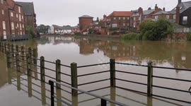 Quayside flooded in Boston, Lincolnshire, UK