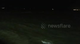 Extremely high tide in Cleethorpes, Lincolnshire, UK