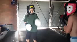 7 year old sister and 6 year old brother sparring