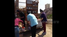 Chilean students paint greenhouse made from community waste