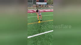 Spinning women's college soccer player has dizzyingly good penalty finish