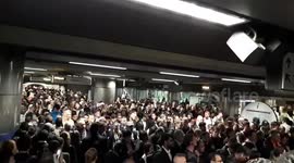 Jam-packed scenes at London train station amid delays
