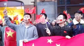 Chinese celebrating National Day of the People's Republic of China
