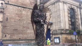 Imposing Knife Angel made from 100,000 blades seized by police arrives in Derby