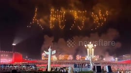 Fireworks light up Tiananmen Square on China's National Day celebration