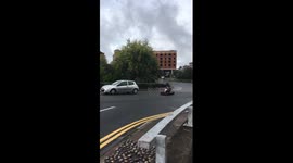 Two teenagers caught speeding through morning traffic on a go-kart in UK