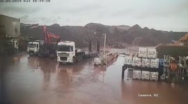 This is the shocking moment a disgruntled worker went on the rampage at a demolition site - smashing the boss' £100,000 Range Rover and a truck