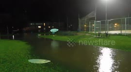 Skim Board Ride on Flooded Fields in Canada