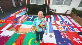 Grandfather boasts UK's largest private collection of flags with around 680 banners