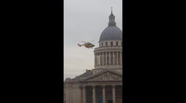 Paris knife attack: Crowd gathers to watch air ambulance depart in front of Pantheon