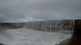 Huge wave from Hurricane Lorenzo hits Howth Harbour East Pier