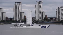 Hydrogen-powered yacht arrives in London marking end of three-year trip around Europe