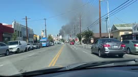 Downtown Los Angeles sees plume of black smoke from fire