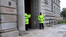HM Treasury building stained following Extinction Rebellion's fake blood stunt