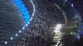 Thousands of tourists flock to the Bund in Shanghai during the China's national holidays