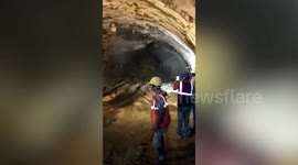 Terrifying tunnel collapse caught on camera by workers in northern India