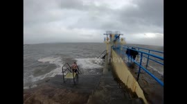 And yet, there’s always somebody in the water at #blackrock #stormlorenzo #ireland