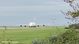 X2 A3080's Manchester Airport. 1 landing-1 taking off the same time.