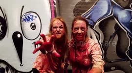 Zombies prepare to walk through London on World Zombie Day