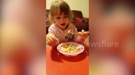 A little girl eating pasta misheard 'fork' and told her astonished mum: