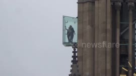 Terrifying glass walkway on side of Dutch church