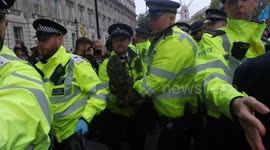 Police detain man at Extinction Rebellion protest in London