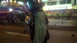 Hong Kong riot police seen up close in Mong Kok district