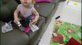 Naughty toddler makes the house in a mess