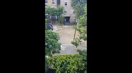 Flowing just as fast over an hour later