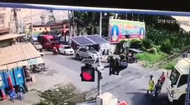 Thai driver survives after being hit by train at level crossing