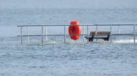 The Sheerness Jetty flooded at high tide