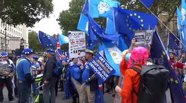 Delilah by Stop Brexit orchestra opposite Number 10 as Extinction Rebellion protesters occupy Whitehall