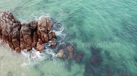 Shek O beach in Hong Kong, seen by drone