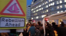 Carnival scenes as Extinction Rebellion's Trafalgar takeover enters its second night