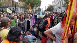 Extinction rebellion activists in London chanting