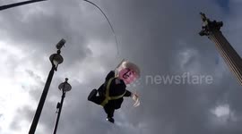Boris Johnson balloon spotted flying over Extinction Rebellion camp in Trafalgar Square