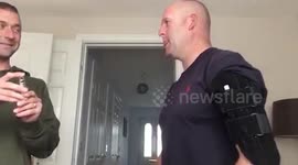 Moment a foolish prankster gets his mate to squirt pepper spray in his eyes - because he didn't think it would hurt