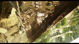 filming the relfection of the encants second hand market in barcelona from the mirrored roof