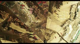 filming the relfection of the encants second hand market in barcelona from the mirrored roof