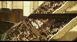filming the relfection of the encants second hand market in barcelona from the mirrored roof