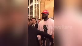 Chinese basketball fans welcome LeBron James at hotel hall in Shanghai