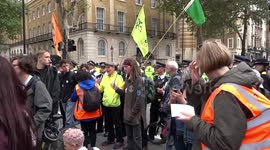 Police start putting pressure on Extinction Rebellion protesters to move further down Whitehall away from No10