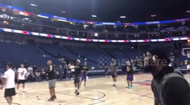 Los Angeles Lakers and Brooklyn Nets warm-up before preseason game in Shanghai