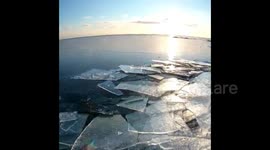 On the deepest lake of the planet Baikal, young ice creeps ashore on its own!