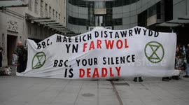 Extinction Rebellion protesters in London demand interview with BBC
