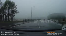 Audi Jumps Red Light in the fog.