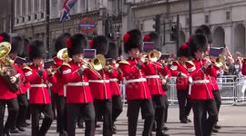 Royal orchestra is marching towards Houses of Parliament